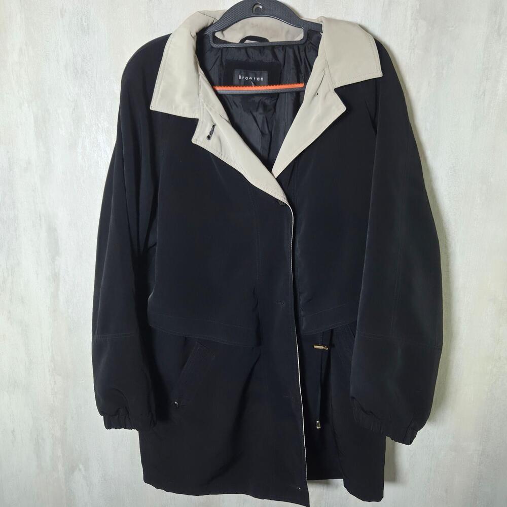 Braetan Coat Womens Small Black Microfiber Mid Length Rain Zip Pockets Lined